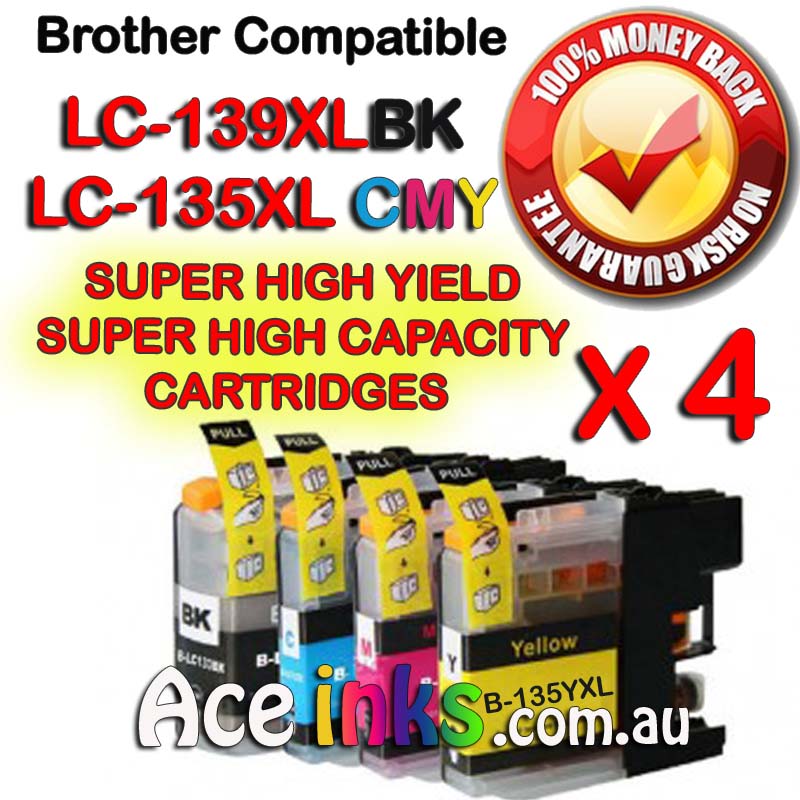 Value Pack 4 Combo Compatible Brother LC139XLBK 135XLCMY